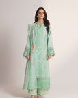 3 Piece Embroidered Raw Silk Suit