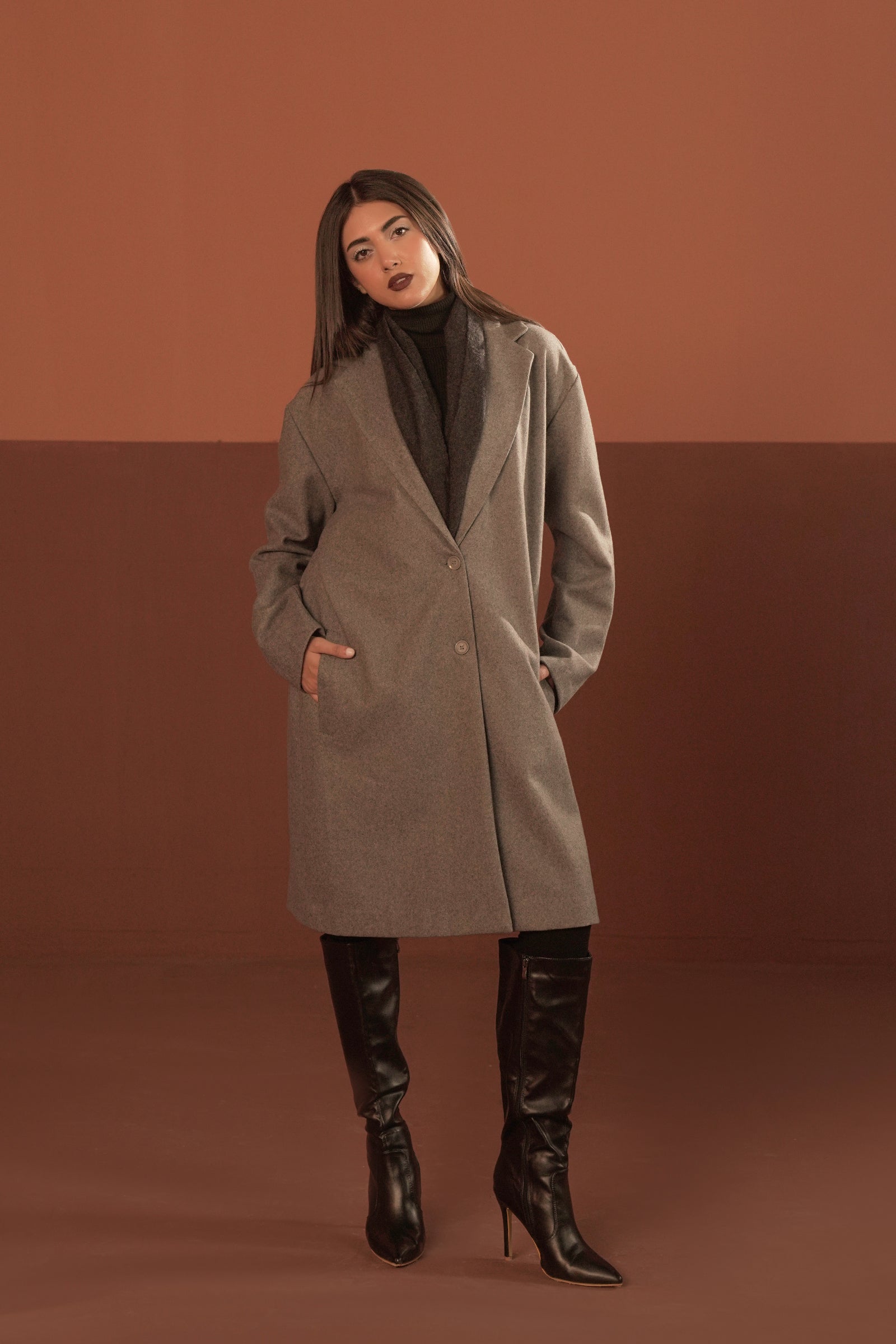 Notch collar deals wool coat