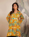 1 Piece Digital Print Linen Shirt – soft and comfortable women’s kurti with eye-catching floral patterns.