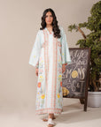 1 Piece Printed Lawn Maxi – Light Blue Floral Kaftan Dress for Summer Wear