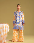 2-piece unstitched linen suit for women, digital print kurta and trouser fabric, latest Pakistani dress for summer
