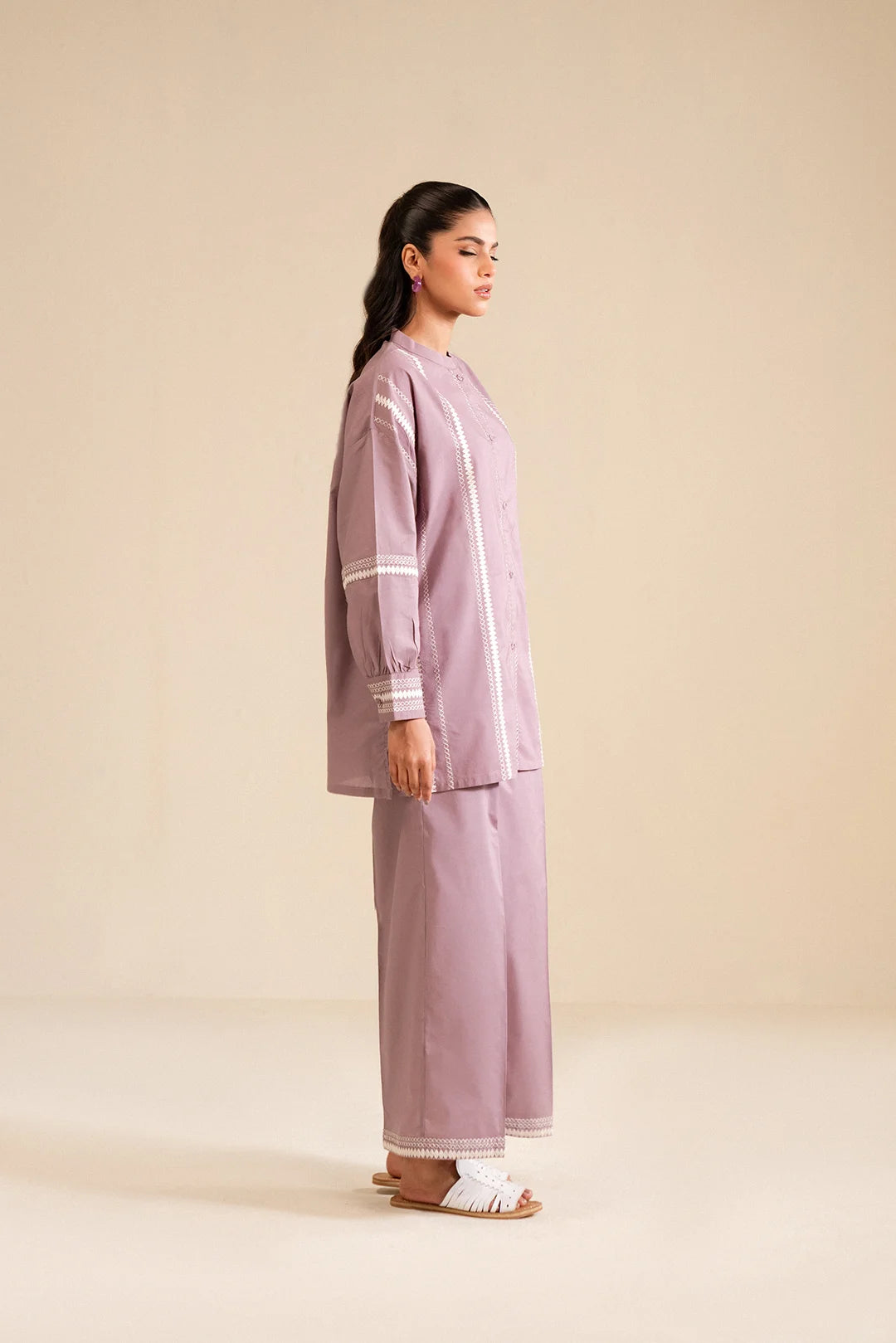 2 Piece Embroidered Cambric Suit for office and formal women