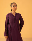 2 Piece Embroidered Cambric Suit for women in deep purple color Pakistan