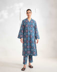 2 Piece Printed Khaddar Suit Blue