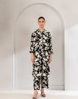 2 Piece Printed Viscose Suit Black & White