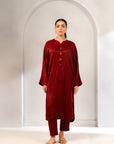 2 Piece Solid Suit Viscose Suit Maroon