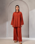 2 Piece Solid Viscose Suit Rust