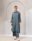 2 Pieces Printed Viscose Suit Grey & White