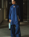 blue embroidered linen 3 piece suit ready to wear women