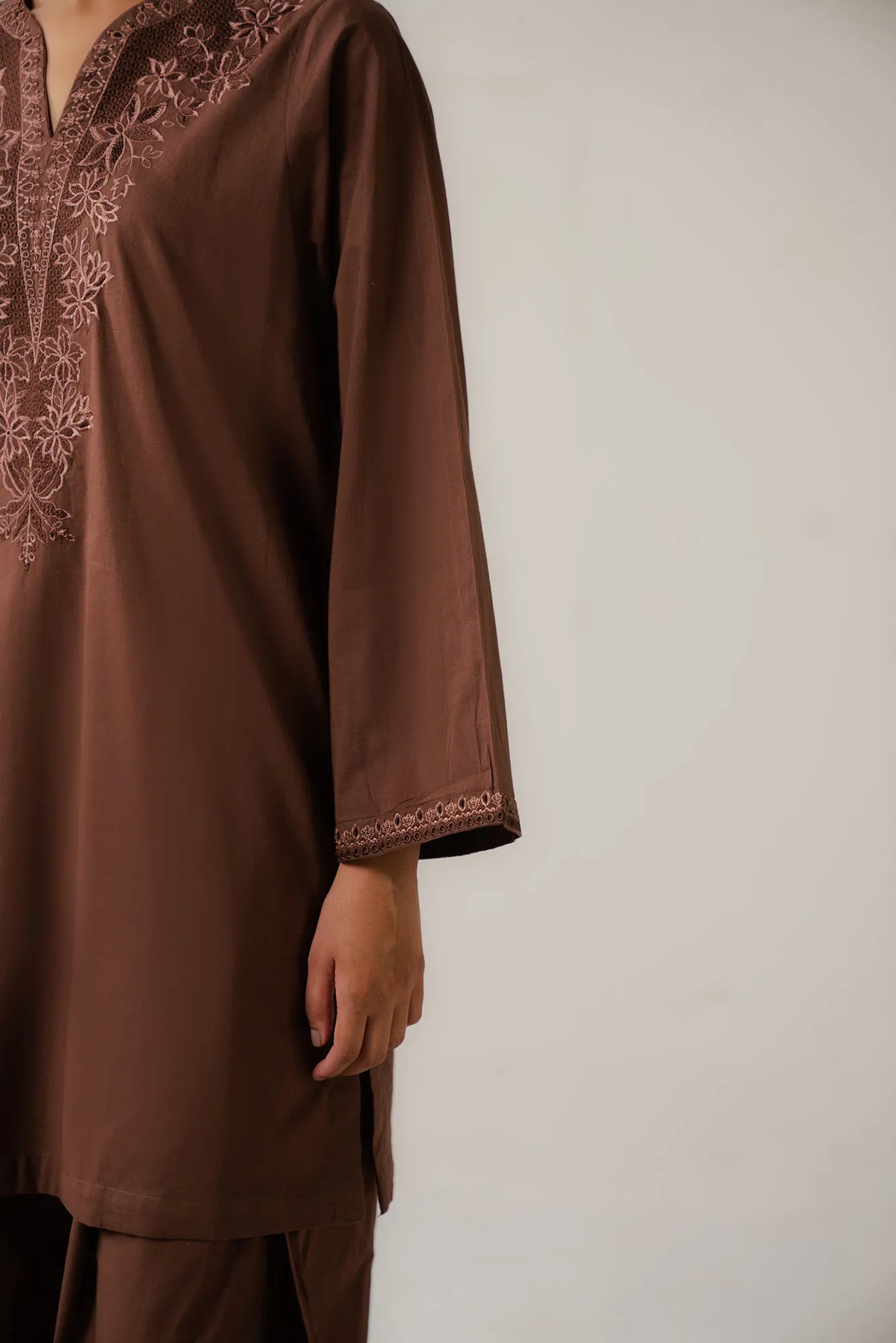 2 piece cambric suit with subtle self embroidery 2025