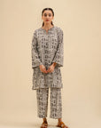 2 piece printed georgette suit – stylish black and white Pakistani outfit for women.