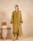 3_Piece_Embroidered_Khaddar_Suit_Olive, East Fashion