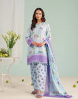 3 piece unstitched lawn suit – digital printed shirt with cambric trouser and voile dupatta, stylish summer wear for Pakistani ladies