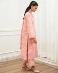 3 piece unstitched pink lawn suit women summer semi formal Eid wear Pakistan