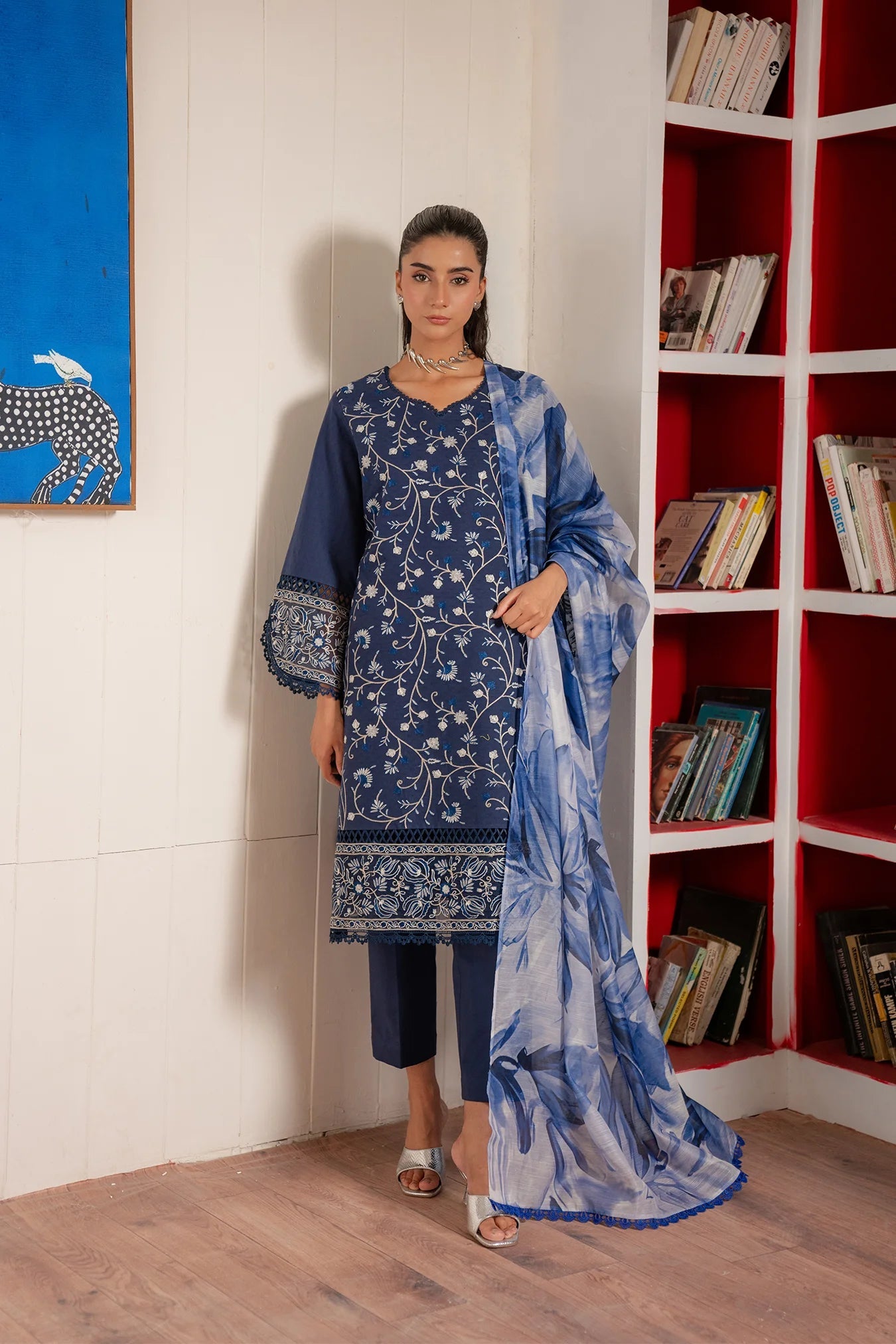 3 Piece Embroidered Lawn Suit Unstitched Summer - 25