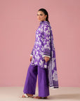 Bahawalpur 2 piece lawn suit elegant purple unstitched ladies suit with digital printed lawn shirt and voile dupatta, perfect summer outfit