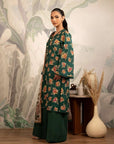 Best Pakistani summer lawn dress – stylish green printed shirt with a sophisticated monark dupatta, ideal for festive and casual wear.