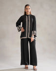 Black 2 piece embroidered suit ready to wear - monochrome Pakistani women formal outfit