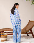 Blue co ord set for women in printed lawn – 2 piece summer dress ideal for daily wear, travel, and semi-formal styling in Pakistan