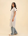 Breathable Cotton Collared Shirt for Women – Stylish Striped Tunic for Summer