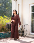 Brown Polka Dot Silk Co-ord Set for Women