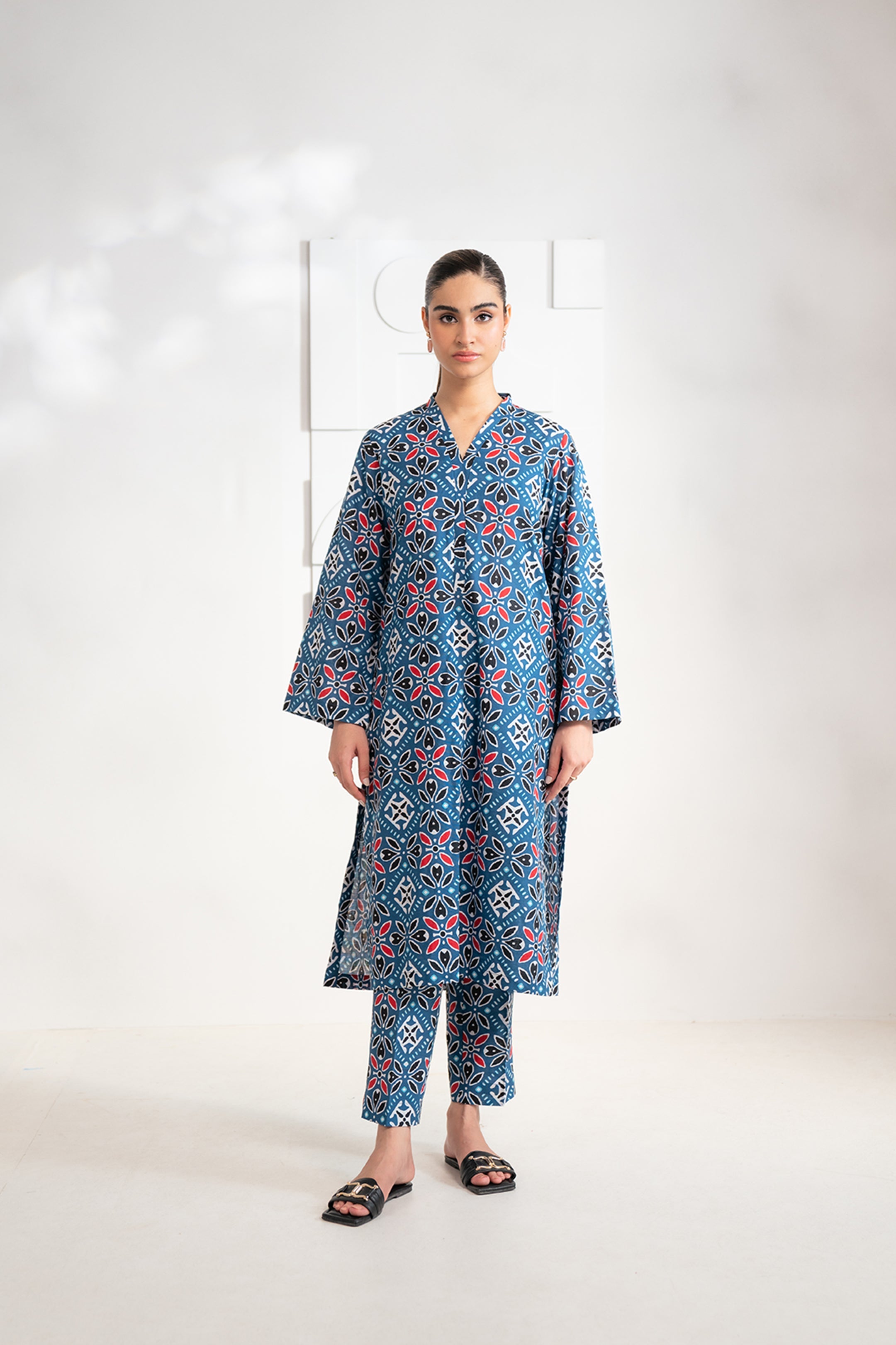 Buy 2-Piece Blue Printed Khaddar Suit – Perfect for Casual & Semi-Formal Wear