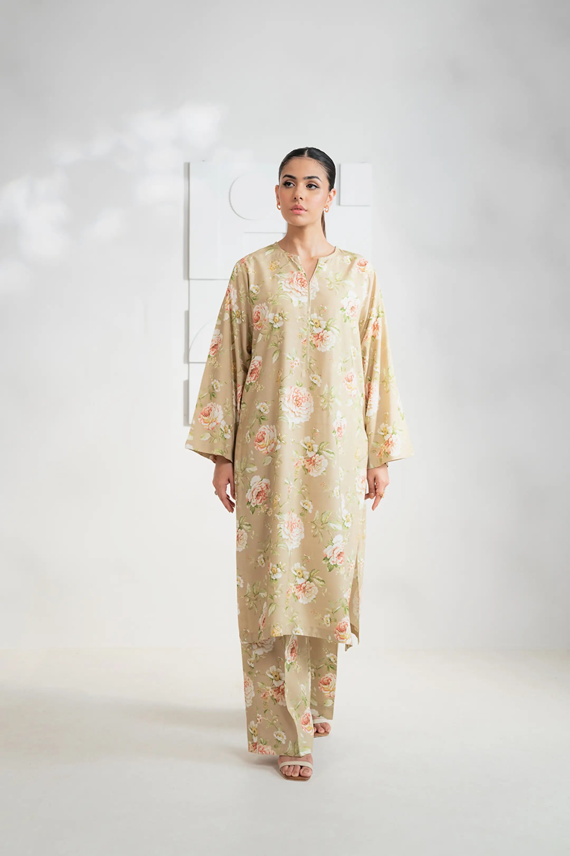 2 Piece Printed Linen Suit Pret Winter-24
