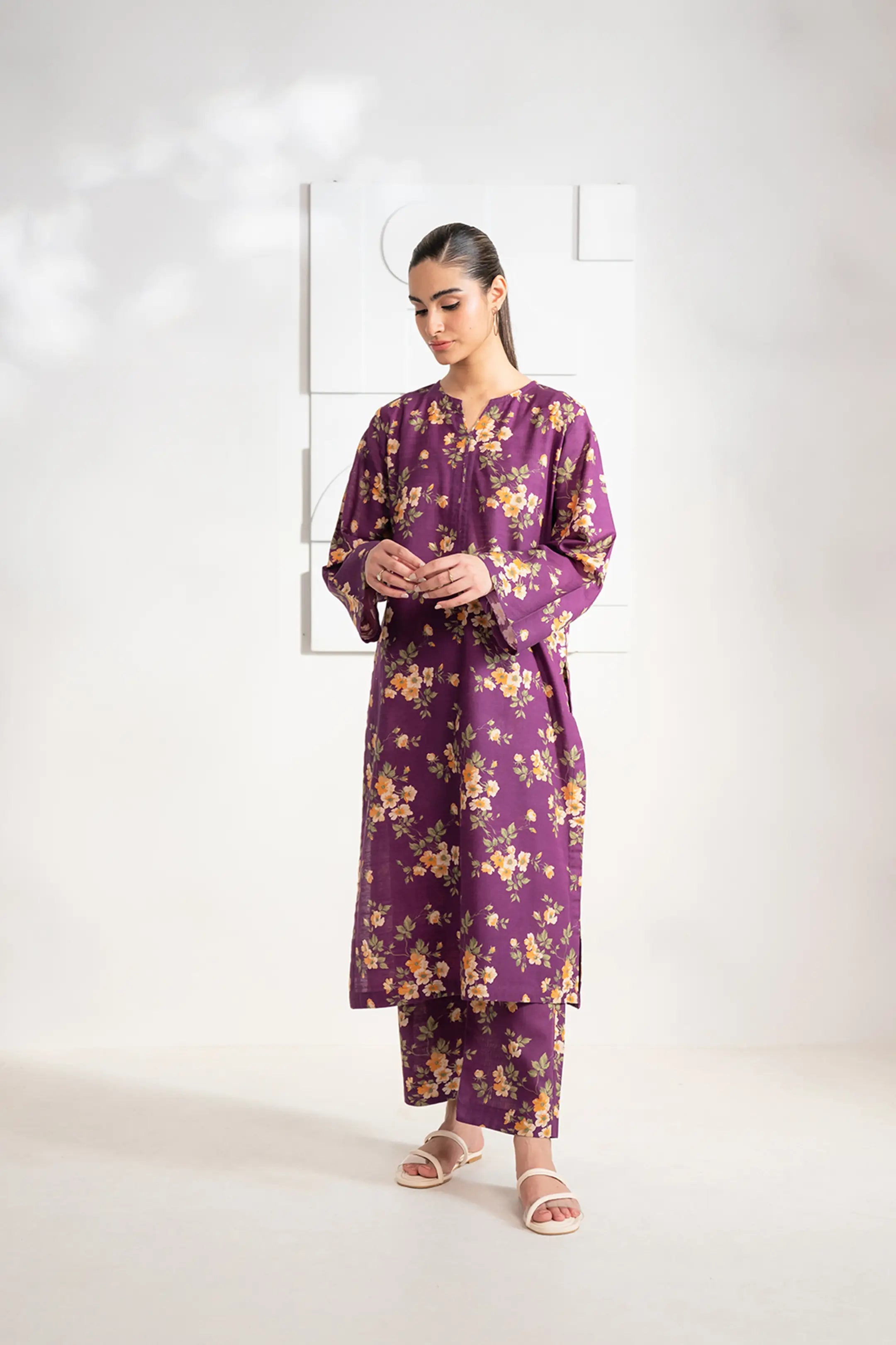2 Piece Printed Khaddar Suit Pret Winter-24