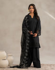 Buy black 3 piece embroidered lawn suit online - monochrome Pakistani dress with white embroidery