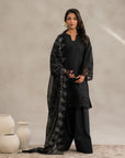 Buy black 3 piece embroidered lawn suit online - monochrome Pakistani dress with white embroidery