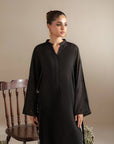 Buy black monochrome kurta Islamabad - muharram dresses with white border detail