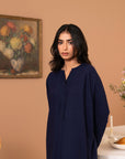 Buy ladies flowy prussian blue viscose 2-piece suit online, perfect for relaxed yet stylish wear