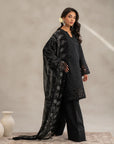 Buy monochrome 3 piece lawn suit online - black Pakistani embroidered dress with dupatta set sale