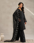 Buy monochrome 3 piece lawn suit online - black Pakistani embroidered dress with dupatta set sale