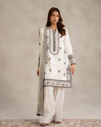 Buy monochrome clothing ladies online - white 3 piece embroidered lawn suit unstitched black work