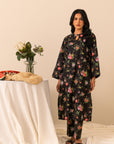Buy online printed black 2-piece suit with multi-hued digital print, perfect for chic and classy looks