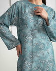 Buy this 1-piece ladies’ floral Karandi shirt with a teal base online,  perfect for any outing