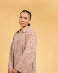 Casual pastel floral printed linen shirt long sleeve style