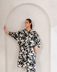 Chic 2-Piece Black & White Printed Viscose Suit for Everyday Comfort