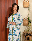 Chic Pakistani kurta set with white trousers - modern and comfortable ladies' apparel.