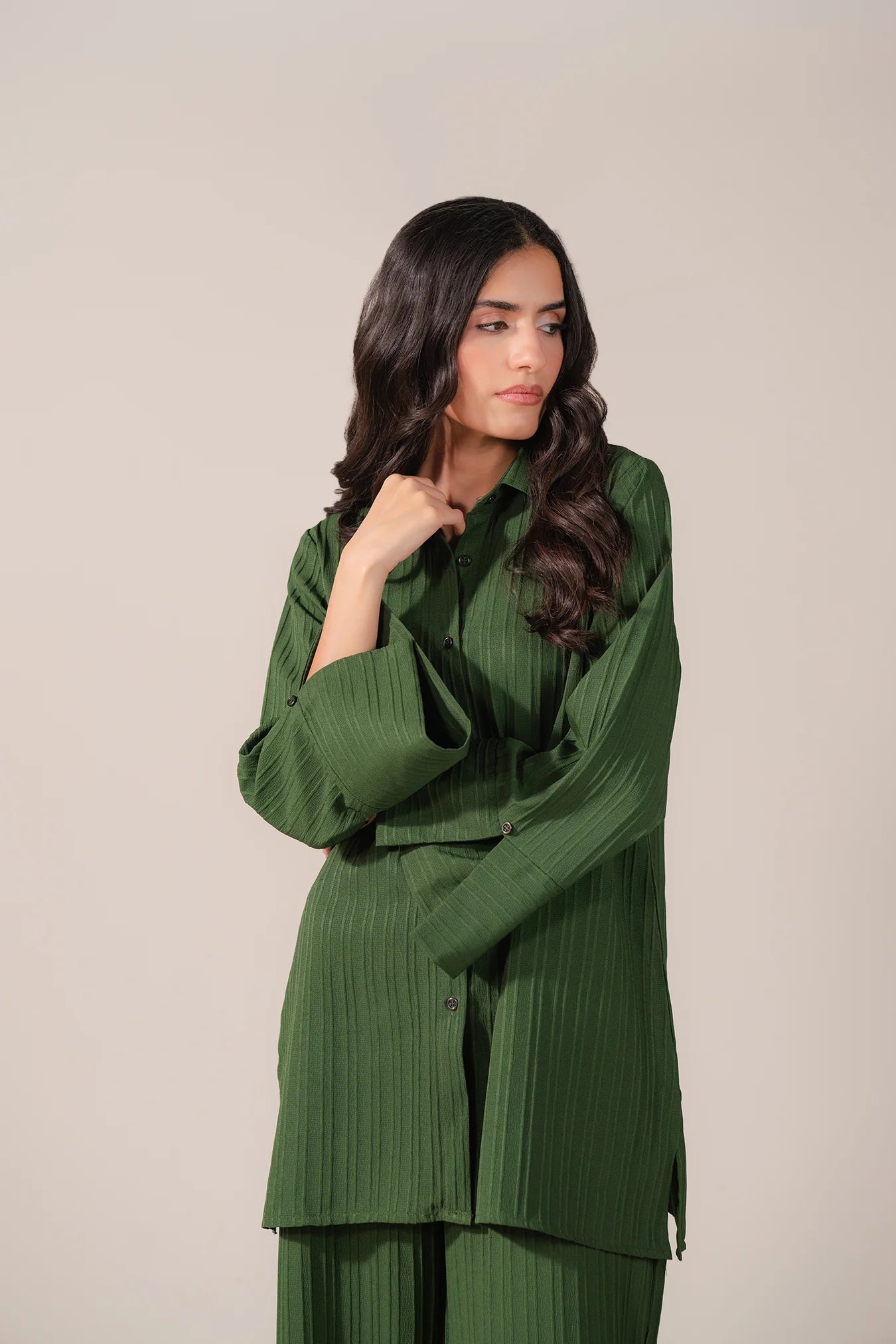 Chic green co ord set with flared sleeves – Azadi Sale fashion