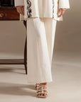 Chic white trouser for women, designed for upscale neighborhoods in Lahore, Islamabad, and Karachi for a modern, sophisticated style