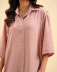 Comfortable and stylish striped midi dress – versatile casual wear for women.