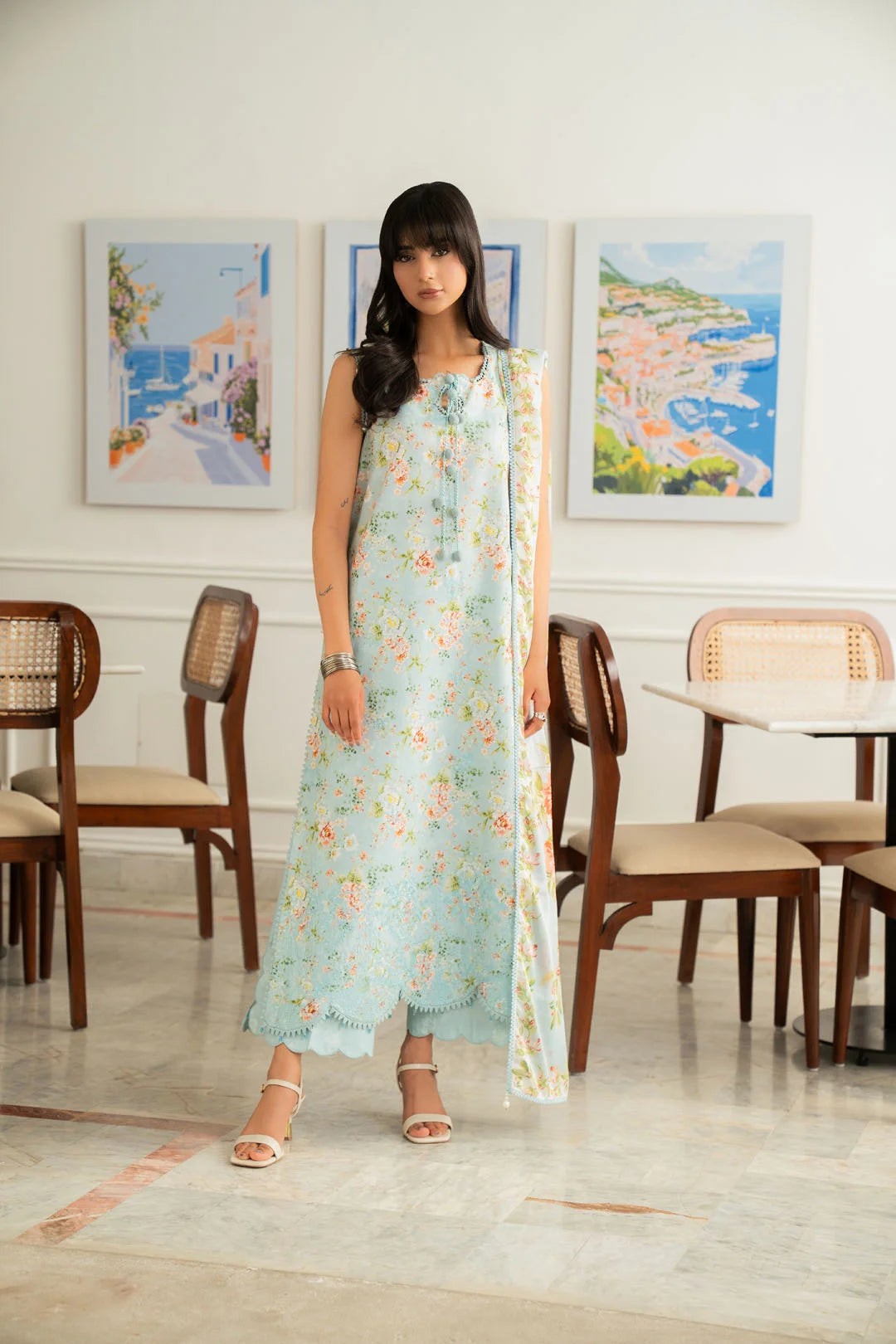 Ice Blue 3 Piece Unstitched Printed Lawn Suit
