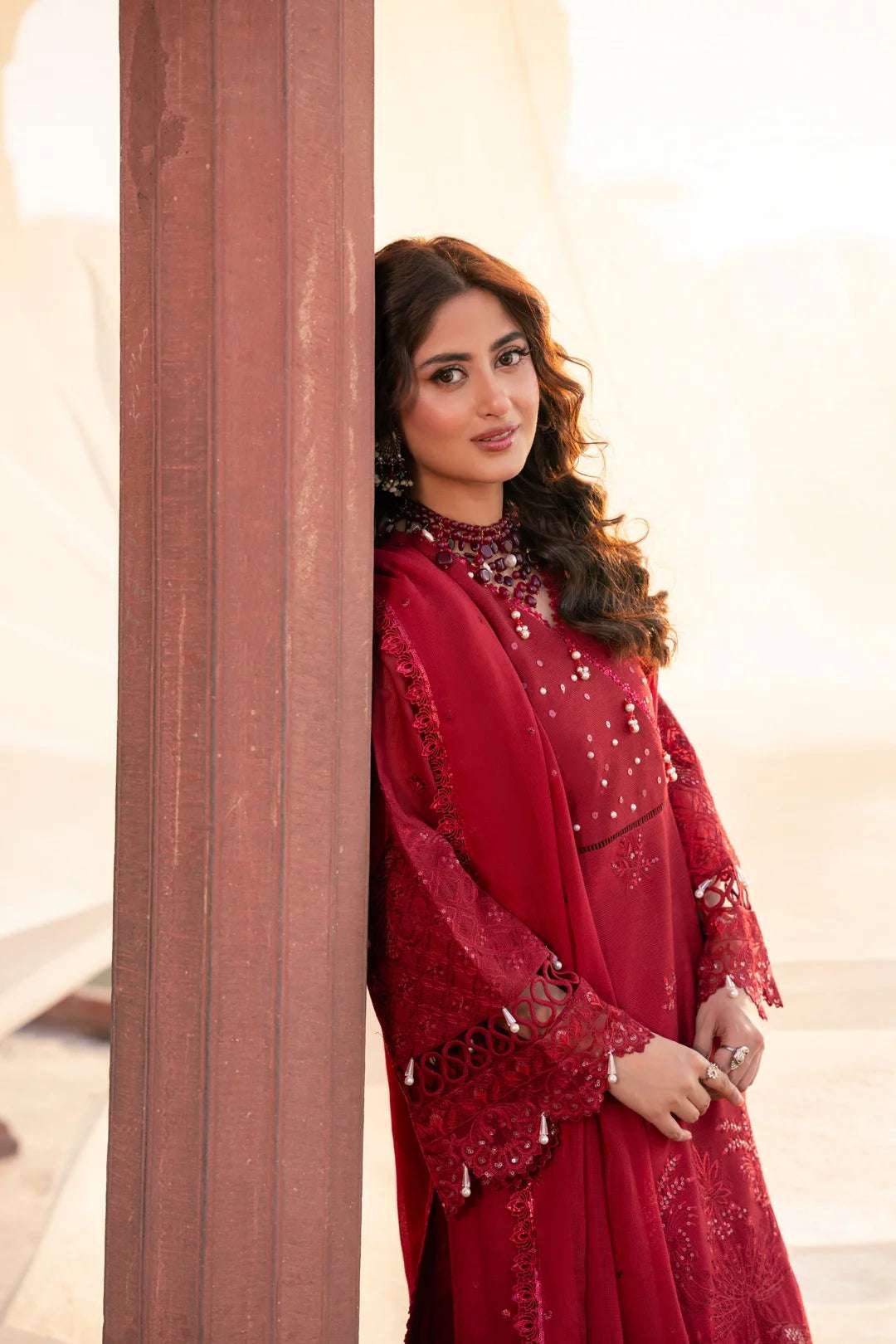 3 Piece Embroidered Cotton Net Suit