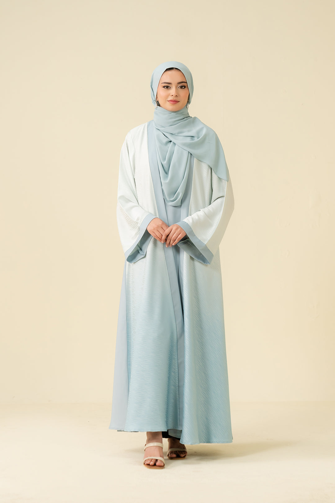 Baby Blue Blue Abaya Dress Ramadan Style Bohemian Abaya Set In