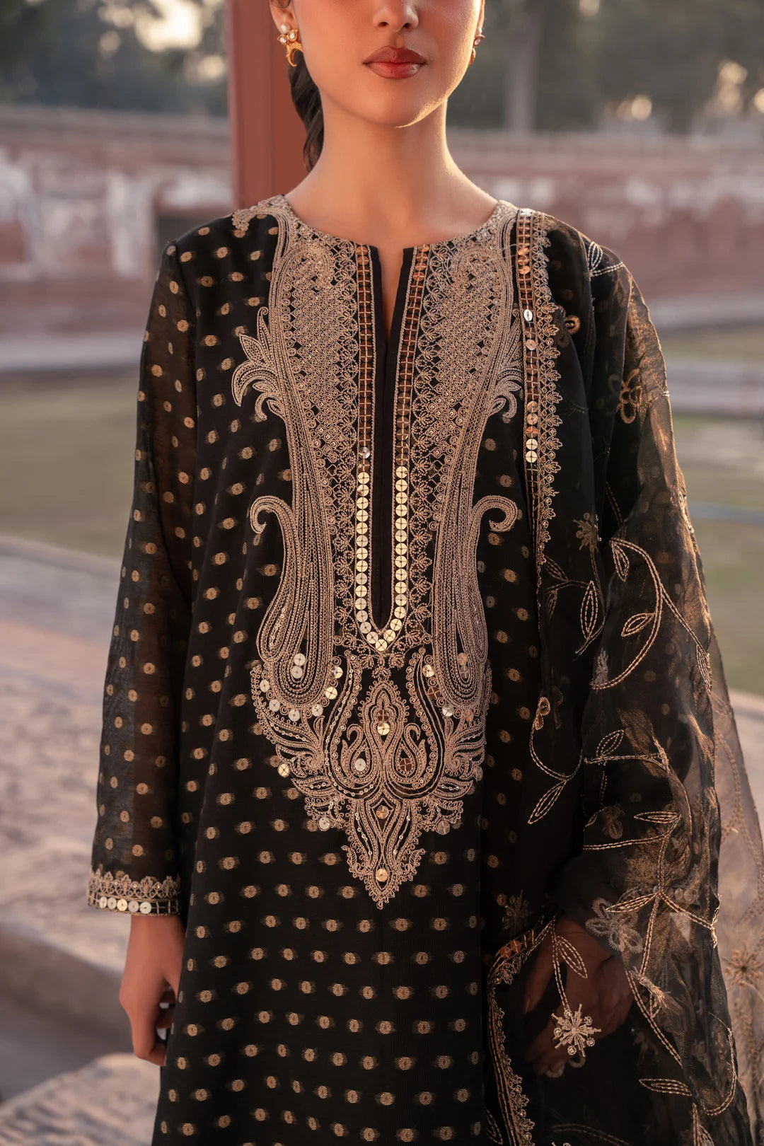3 Piece Embroidered Jacquard Cotton Net Suit Pret SS - 25