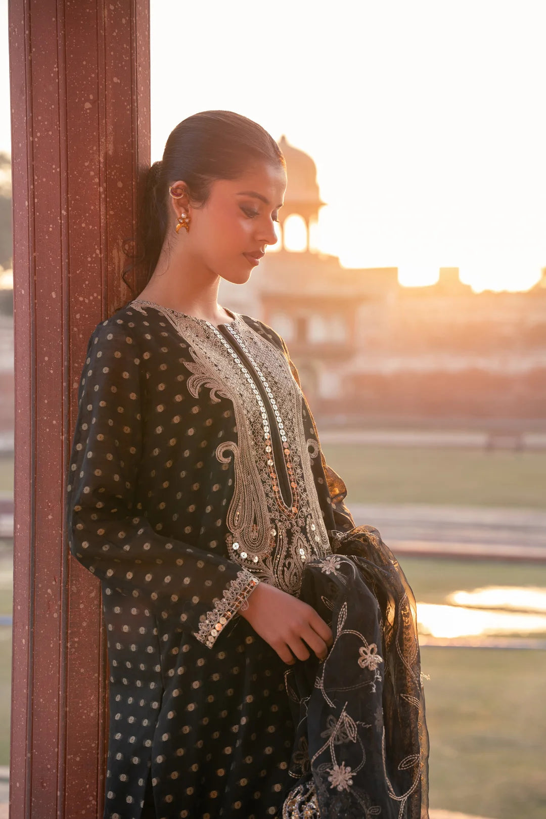 3 Piece Embroidered Jacquard Cotton Net Suit Pret SS - 25