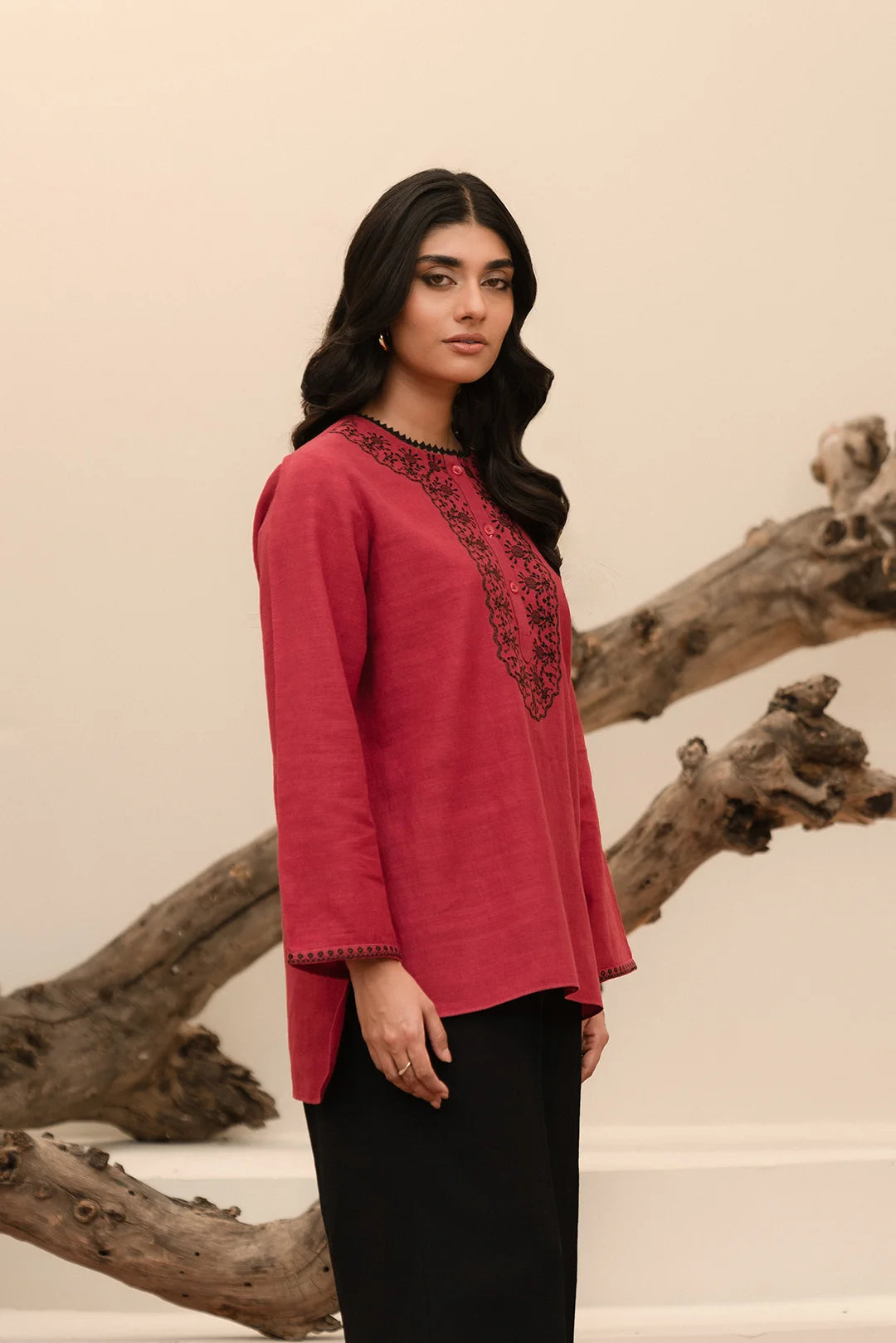 1 Piece Embroidered Khaddar Shirt Pret Winter-24