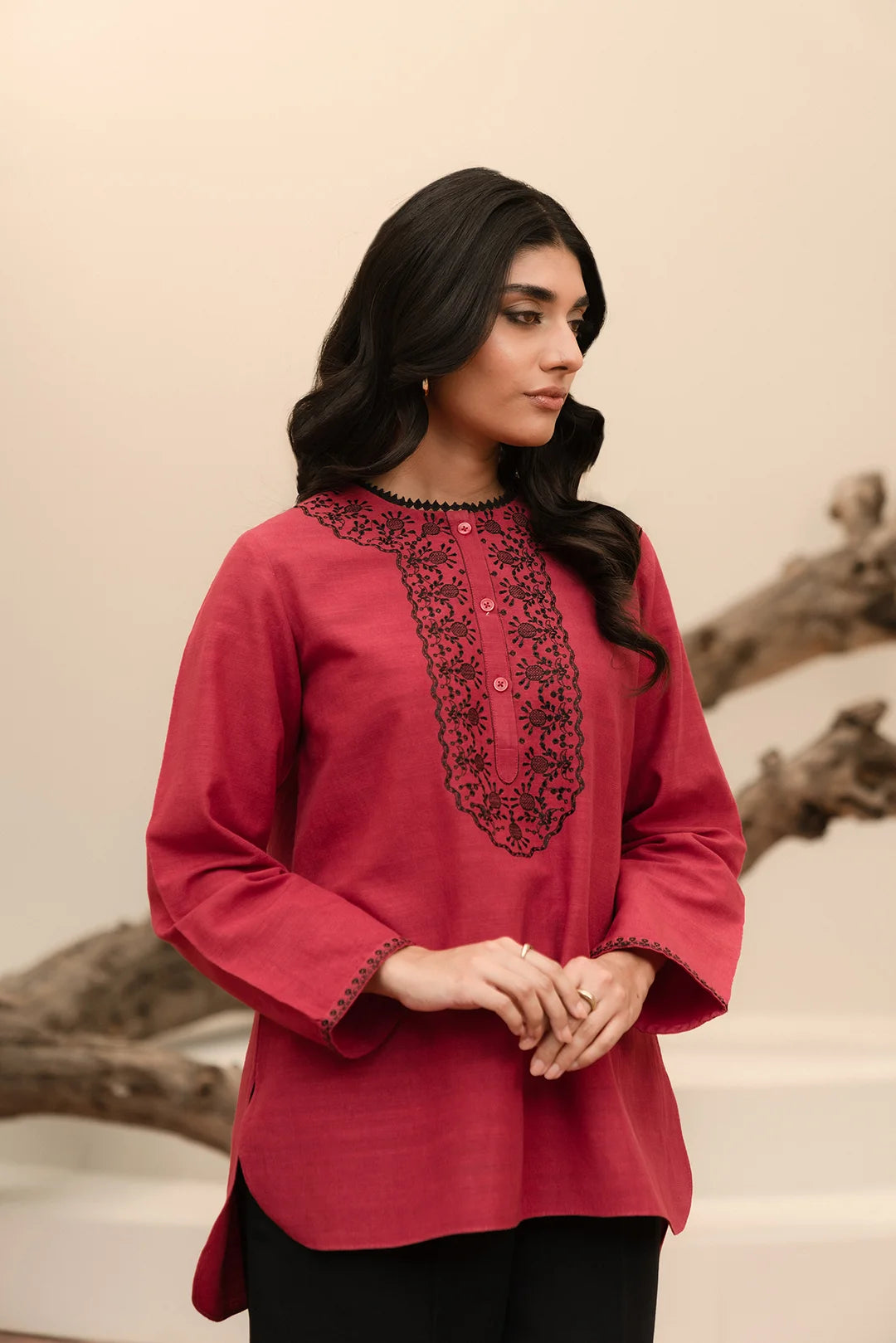 1 Piece Embroidered Khaddar Shirt Pret Winter-24